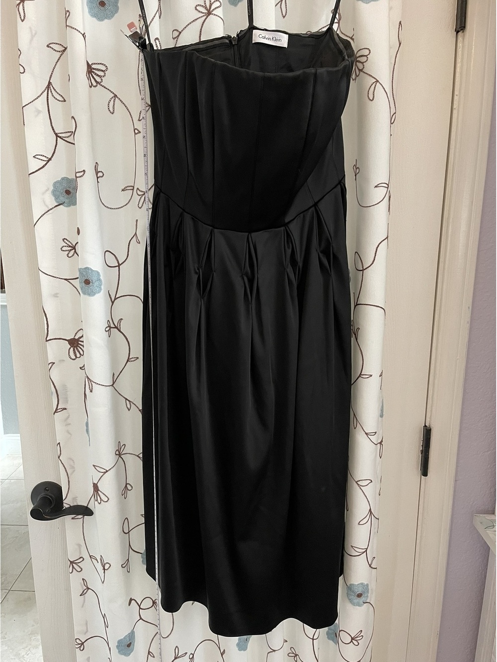 Calvin Klein | Small | Black Satin Corset Bodice Strapless Dress